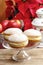 Donuts on cake stand. Christmas setting