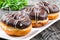 Donuts with Chocolate Icing, close-up, macro