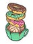 Donuts and coffee hand drawn illustration