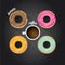 Donuts coffee vector background.