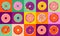 Donuts colorful pattern, background and illustrations collection