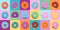 Donuts colorful pattern, background and illustrations collection