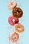 Donuts. Doughnuts On Blue Background