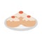 Donuts with glazed cream fruits dessert and pastry flat icon