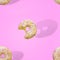 Donuts pattern bitten bake sweet dessert pink background