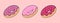 Donuts pink set. Sticker in cartoon style. Vector illustration