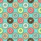 Donuts seamless pattern on blue background