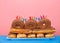 Donuts stacked on a rectangular plate birthday cake out of donuts