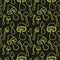 Doodle agaric mushrooms seamless pattern in 1970 style. Perfect aesthetic print for tee, paper, fabric, textile. Retro