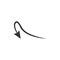 Doodle arrow icon. Black handmade curve arrow vector illustration