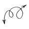 Doodle with arrows. The drawing is made by hand. Indication of the direction. A confusing path with arrows.