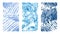 Doodle backgrounds. Christmas snowy windows. Hand drawn vector illustration. Blue messy particles, brush strokes on canvas and pen