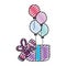 Doodle balloons with present gift birthday party