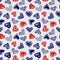 Doodle ballpoint pen drawing hearts seamless pattern vector