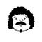 Doodle bearded round face with mustaches, beard, double chin