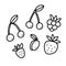 Doodle berries set. Hand drawn strawberry, cherry