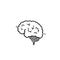 Doodle brain icon with hand drawn style vector isolated background