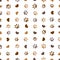 Doodle brown small paw prints with hearts seamless fabric design pattern vector