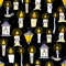 Doodle burning floating candles seamless magic pattern