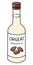 Doodle cartoon orgeat almond syrup in a bottle. Sweet sugar cocktail ingredient. For card, stickers, posters, bar menu