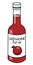 Doodle cartoon style red pomegranate grenadine syrup in a bottle. Sweet sugar cocktail ingredient. For card, stickers