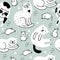Doodle cats and cute mouses seamless pattern