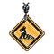Doodle caution diamond emblem with laborer and shovel