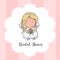 Doodle character. cute bride. Romantic announcement for bridal shower party. invitation or congratulation card