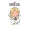 Doodle character. cute bride. template for print
