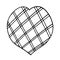 Doodle checkered heart, isolated vector element, outline drawing. Saint Valentins day.