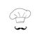 Doodle chef icon illustration.hat and mustache symbol for chef icon illustration vector