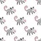 Doodle chibi american opossum seamless pattern. Perfect print for tee, textile and fabric. Cute vector illustration for decor and