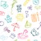 Doodle children drawing background. Seamless pattern for cute li