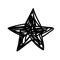 Doodle Christmas star. Messy line winter holiday symbol