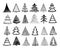 Doodle christmas tree. Winter holiday hand drawn elements. Retro xmas trees and happy new year sketch graphic vector