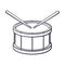 Doodle of classic wooden drum with drumsticks