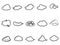 Doodle cloud outline icons set