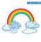 Doodle Clouds and rainbow, Hand Drawn Vector