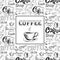 Doodle coffee frame or background ,hand drawn lettering