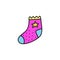 Doodle colored baby sock.