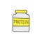 Doodle colored protein bottle icon.