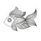 Doodle coloring monochrome fish