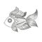 Doodle coloring monochrome fish