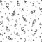 Doodle confetti and streamers seamless pattern. Hand drawn celebration falling confetti. Doodle party firecracker