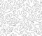 Doodle corals seamless pattern. Black and white vector background