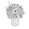 Doodle cute flower in jar. Monochrome sketch beautiful decorative plant image stock vector