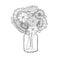 Doodle cute flower in jar. Monochrome sketch beautiful decorative plant image stock vector illustration