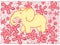 doodle decor elephant with red flowers