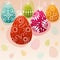 Doodle decorated easter eggs hanging
