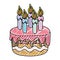 Doodle delicious cake with burning candles style